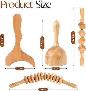 4 Massage werkzeuge aus Holz zur Körperform ung, zur Verbesserung der Durchblutung und Muskel entspannung - Product Image 2