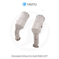 Downpipe Knalpot Katalitik 3-arah YT dari Baja Tahan Karat, Suku Cadang Sistem Knalpot Aftermarket untuk Audi RSQ8 4.0TT