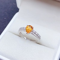 Quick Customization Fashion Women's 925 Sterling Silver Wedding Ring Natural Citrine Engagement Gift Low MOQ