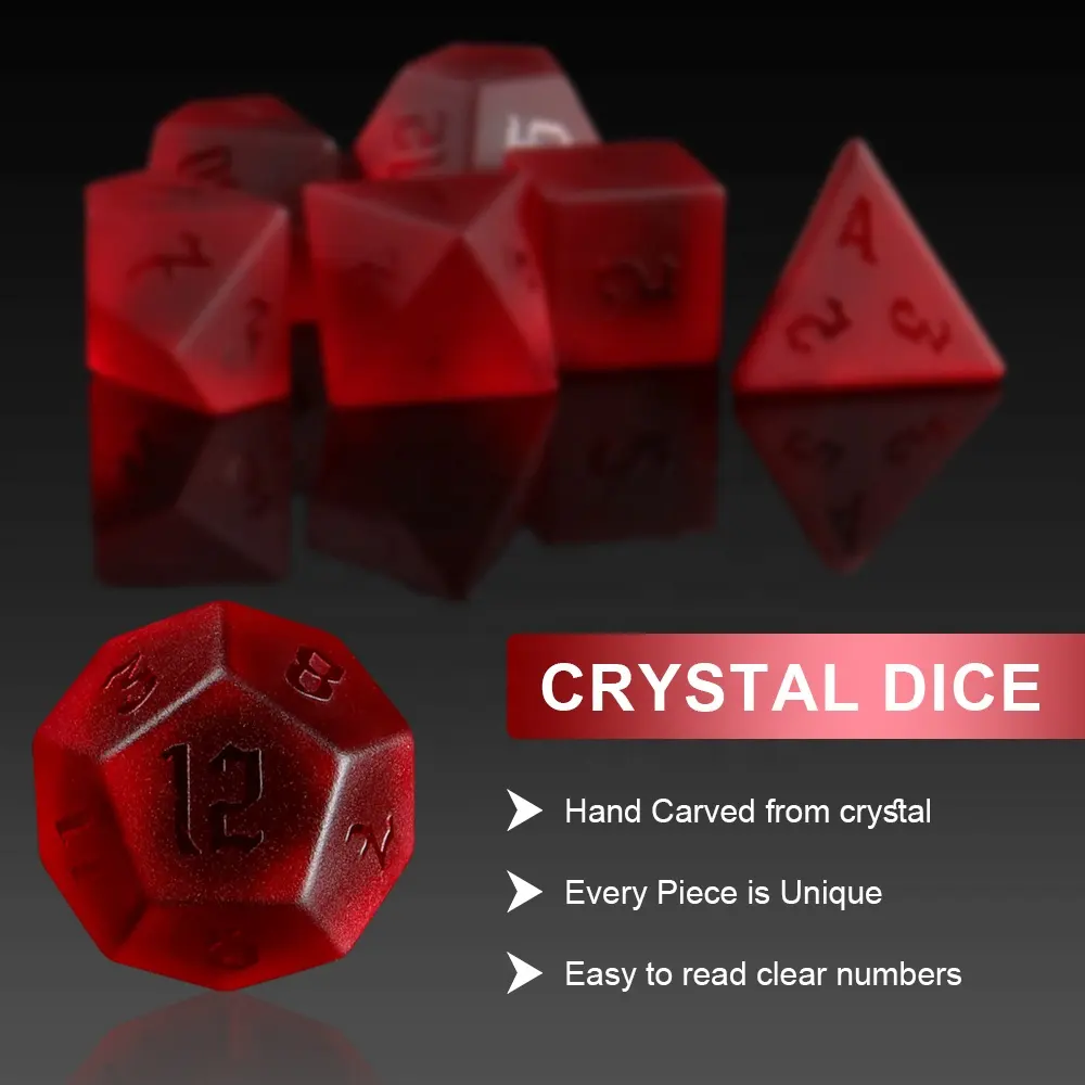 Dices Custom Logo Frosted D4 D6 D8 D10 D12 D20 DND RPG Gemstone Polyhedral Red Dice Sets For Table Board Game