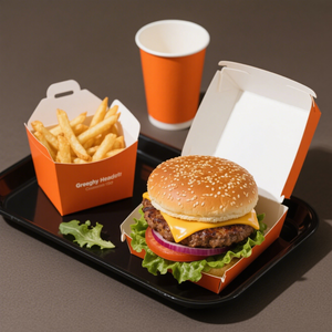 Scatola di Hamburger monouso per uso alimentare confezione personalizzata per imballaggio in carta per Hamburger confezione Fast Food - Product Image 1