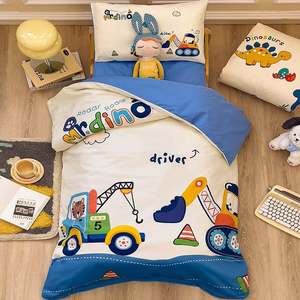 Colorful Car Printed Super Soft <b>Toddler</b> Bedding Cover Set for Autumu and Winter - Product Image 1