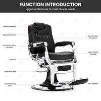 Fauteuil de barbier JOXIN avec accoudoirs rembourrés et repose-pieds rabattable, fauteuil de salon professionnel hydraulique classique pour salons de coiffure