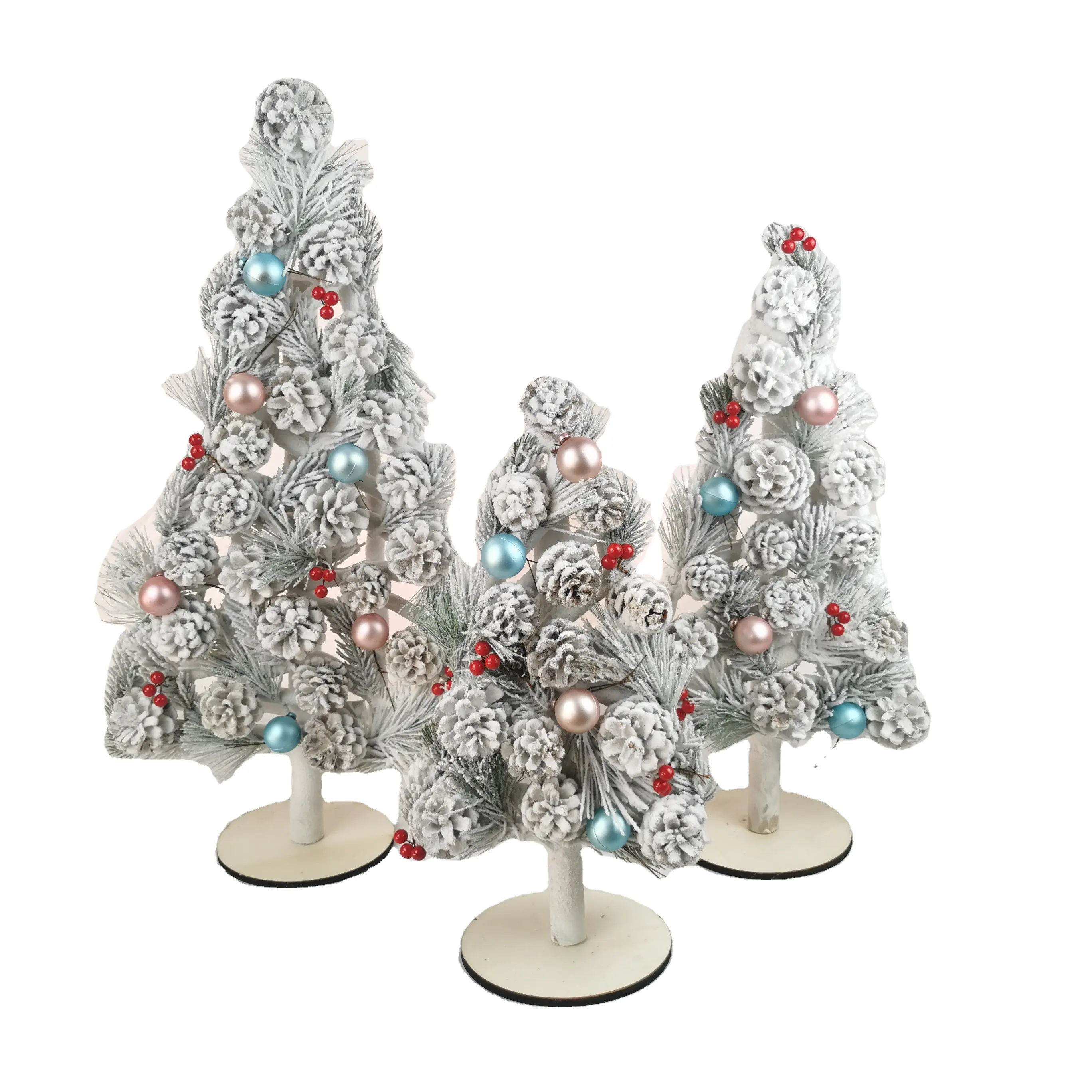 Wholesale Christmas Mini Christmas Tree With Hanging Pendants Xmas Decorative Wood Base Tree For Festival Indoor Decor