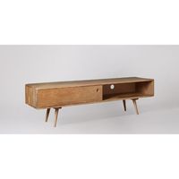 Meuble TV moderne en bois de manguier avec porte coulissante, console multimédia, unité de divertissement, meuble de salon, mobilier de maison