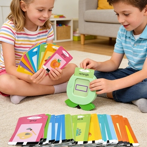 Lecteur de cartes flash portable pour la maternelle avec 112 cartes recto-verso pour l'apprentissage des mots des bébés, jouet compagnon de voyage - Product Image 1