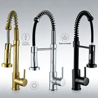 Robinet de cuisine multifonction en acier inoxydable à double sortie, avec ressort extractible, pour eau froide et chaude, idéal pour évier de lavage