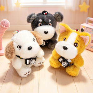 Porte-clés en peluche chien photographe 2026, modèle très populaire, avec mini appareil photo, pendentif sac chiot Kawaii, vente en gros, personnalisation de logo en usine, cadeau - Product Image 2