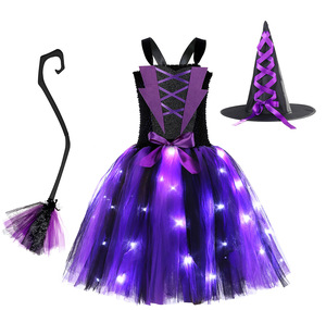 <span class=keywords><strong>Disfraz</strong></span> de <span class=keywords><strong>Bruja</strong></span> Mágica Brillante para Halloween, Vestido Tutú de <span class=keywords><strong>Bruja</strong></span> con Escoba y Sombrero de Mago DP017 - Product Image 1