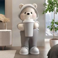 Meilleur grand modèle d'animal de dessin animé en fibre de verre personnalisé boutique Sculpture de bienvenue personnalisation grandes statues