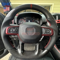 Volant en fibre de carbone véritable pour Dodge Ram 1500 2019+ avec ou sans chauffage, sans palettes de commande, en stock aux États-Unis