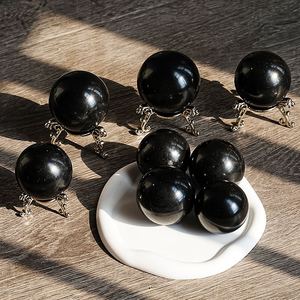 Hand-Polished Black Tourmaline Healing <b>Crystal</b> Sphere Factory Price Natural Black Tourmaline Decorative Ball for Sale - Product Image 1