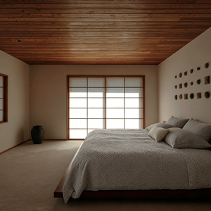 Aménagement intérieur de toute la maison avec structure en bois japonaise et mobilier sur mesure pour villa de montagne vue sur la forêt - Product Image 6
