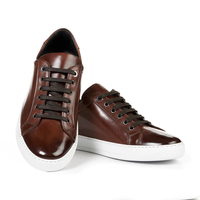 Chaussures de skate pour hommes, baskets en cuir patiné marron respirantes, chaussures de marche décontractées pour hommes