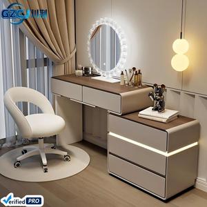 Factory Price Marble Bedroom Dressing Table Modern Simple Cream Style Skirting Line Light Luxury Foldable <strong>Bedside</strong> Integrated - Product Image 3