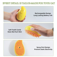 Accessoires pour animaux de compagnie, vente chaude 2024, brosse à vapeur 3 en 1 pour chat et chien, rechargeable, matériau ABS, logo personnalisé, couleur jaune vert
