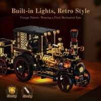 Set de Bloques de Construcción de Coche de Vapor Vintage de 1331 Piezas con Luces, Modelo Mecánico DIY, Decoración Creativa para el Hogar u Oficina, Regalo para Adultos y Adolescentes