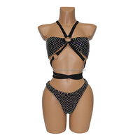 S665 licou élégant body tenue de boîte de nuit plage scintillant étincelle strass cristal embelli exotique cristal maillot de bain