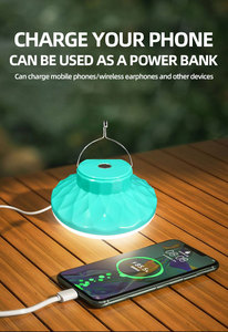 Portable Rechargeable LED Camping Lantern Blue <b>Plastic</b> Body USB Powered White Light Ceiling Mount <b>Hook</b> Design - Product Image 5