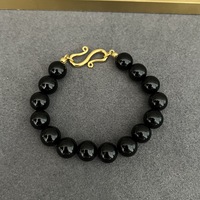 Bracelet perlé pour femme en argent 925 avec agate noire et agate rouge, forme boule, accessoires de luxe légers et de niche