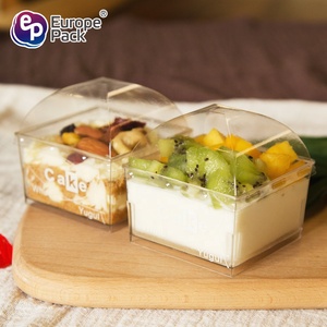 Food grade BPA libero 140ml piazza torta mousse di plastica da dessert scatola con coperchio - Product Image 5