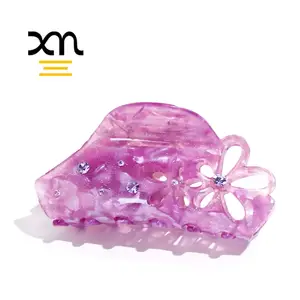 wholesale big acrylic acetate flower hair claw clip recycled plastic purple hair claws for women fancy hair clamp accessories