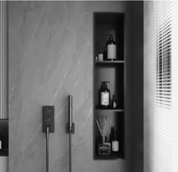 Niche de douche LED noire mate sur mesure avec dimensions personnalisées, en acier inoxydable 304, pour usage hôtelier