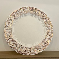Plateau rond multicolore à usage intensif 3d Vintage Lace Spray Paint Hot Stamping Fruit Bowl Tray Decorative Wedding Charger Plates