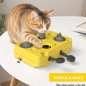チーズシェイプインタラクティブペットパズルおもちゃトリートディスペンサー付き猫犬用モグラゲームペット製品 - Product Image 4