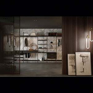 Armoires de chambre à coucher de luxe de haute qualité, modernes, en aluminium et en bois, avec porte en verre - Product Image 5