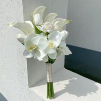 Fleurs artificielles classiques et durables en soie, type lys calla, pour mariage, fleurs de main pour la mariée et le marié, provenant de Chine continentale