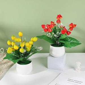 Mini Bonsaï Faux Arbre Porte-Bonheur 22cm Ornement de Bureau Accessoire Photo - Product Image 3