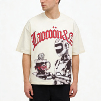 T-shirt en coton imprimé personnalisé, design tendance, poids lourd, pour homme, coupe ample