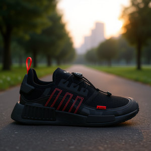 Chaussures de course Adidas NMD R1 TR pour homme, noires et rouges, avec empeigne en mesh, semelle extérieure en caoutchouc, semelle intermédiaire en EVA, pour le printemps et les tenues décontractées - Product Image 2