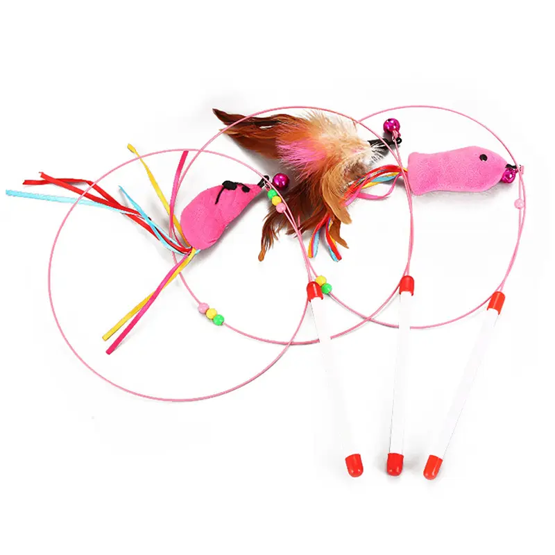 High Quality Pet Wand Teaser Wire Chaser With Catnip Fish Play Bell Gifts for Cat Training