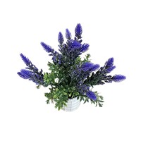 Mini Bonsaï de Lavande en Pot, Plante Artificielle en Plastique PE, Décoration de Jardin, Ornement Intérieur/Extérieur pour la Maison