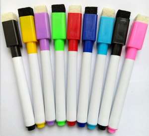 Marqueurs effaçables à sec pour tableau blanc magnétique, couleurs assorties, personnalisables, avec gomme - Product Image 1