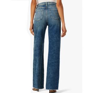 กางเกงยีนส์วินเทจสีน้ำเงินฟอกทรงขาบานเอวสูงสำหรับผู้หญิง - Product Image 3