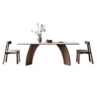 Table à manger en bois massif et dalle de granit, table à manger moderne et simple, table à manger italienne, mobilier de maison, table