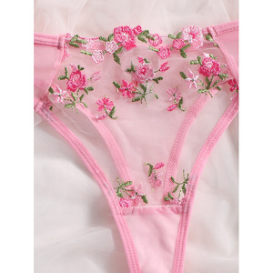Conjunto de lencería de encaje transparente para mujer: bralette y tanga con sujetador abierto, body de malla transparente de poliéster, venta al por mayor de ropa íntima. - Product Image 5