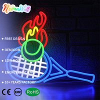 Enseigne néon LED Neonawall en forme de raquette de tennis et de balle flamme, étanche IP65, en acrylique et silicone, garantie 2 ans, pour clubs sportifs et usage domestique
