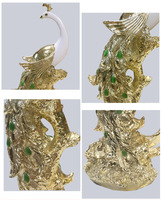 Statue de paon en résine pour la décoration de la maison 2023, sculpture dorée de luxe, 40 cm, décoration moderne pour la maison, figurine de paon de 40 cm