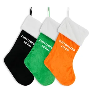 OEM логотип на оранжево-зеленом черном 18-дюймовом рекламном подарке хорошее качество бархатные рождественские чулки