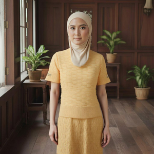 Baju Kurung Moderno con Estampado Floral, Bordado, Sin Plancha, con Sujetador Incorporado, Fibra de Poliéster, Raya 2025, Disponible en Stock, Precio de Fábrica - Product Image 1