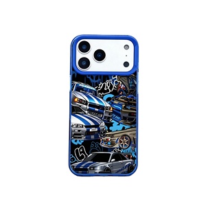 Custodia in TPU opaco con motivo collage auto sportiva blu graffiti, <span class=keywords><strong>cover</strong></span> antiurto per iPhone 17 16 15 14 13 Pro Max - Product Image 6