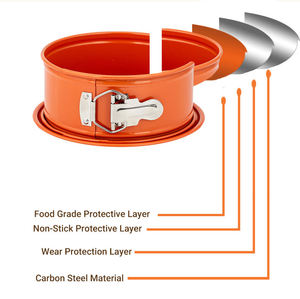 Xinze Moule à ressort en acier au carbone orange personnalisé de 9 pouces Poêle ronde à gâteaux en éponge de 0.6mm d'épaisseur - Product Image 6