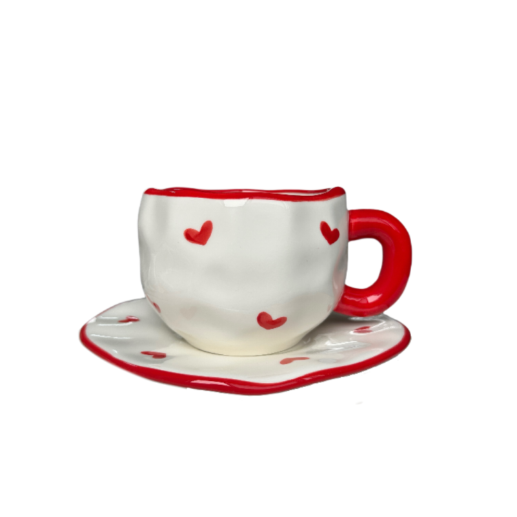 จาน300มล. ลายหัวใจสีแดง16ซม.