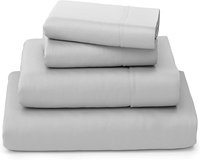 Ensemble de draps de lit en bambou 100% biologique de qualité hôtelière, blanc, plat et ajusté, jetable et lavable, teinture unie pour les détaillants