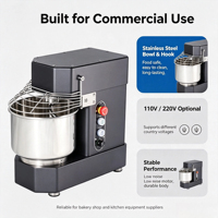 Mesin Pengaduk Adonan Stainless Steel 10L Laris Manis, Rendah Kebisingan, Dapat Dicuci, Mixer Adonan Spiral, Peralatan Panggang Roti Komersial