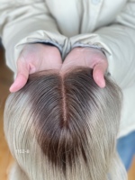 Mini perruque SHY en cheveux humains vierges, base plate, dentelle frontale naturelle, couleur brun foncé, sur mesure